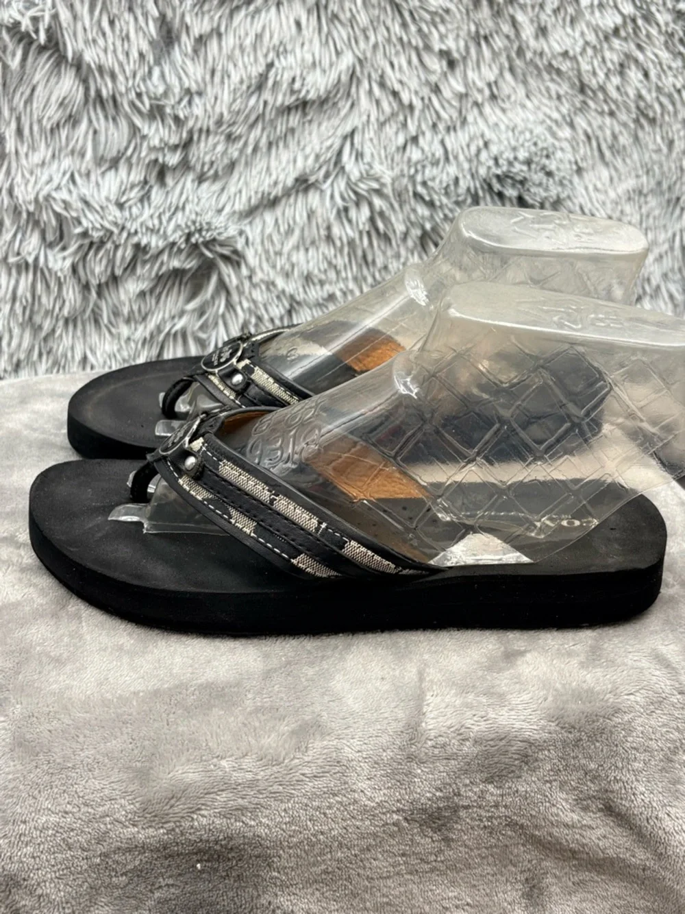 Coach Sandals Flip Flops Womens 9.5 Jasmine Thong  Slip On Casual Beach Black - Picture 2 of 8